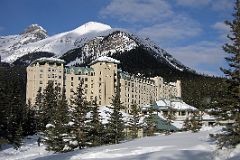 04 Chateau Lake Louise Front Side With Mount Niblock and Mount St Piran In Winter.jpg